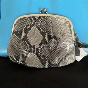 Coach Factory snakeskin wristlet clutch NEW